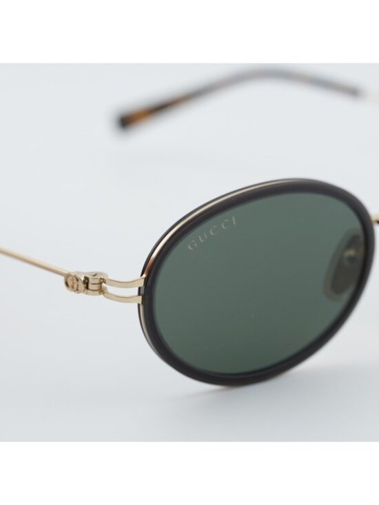 Gucci GG1980S 001 Sunglasses Transparent Dark Grey/Gold Oval Frame